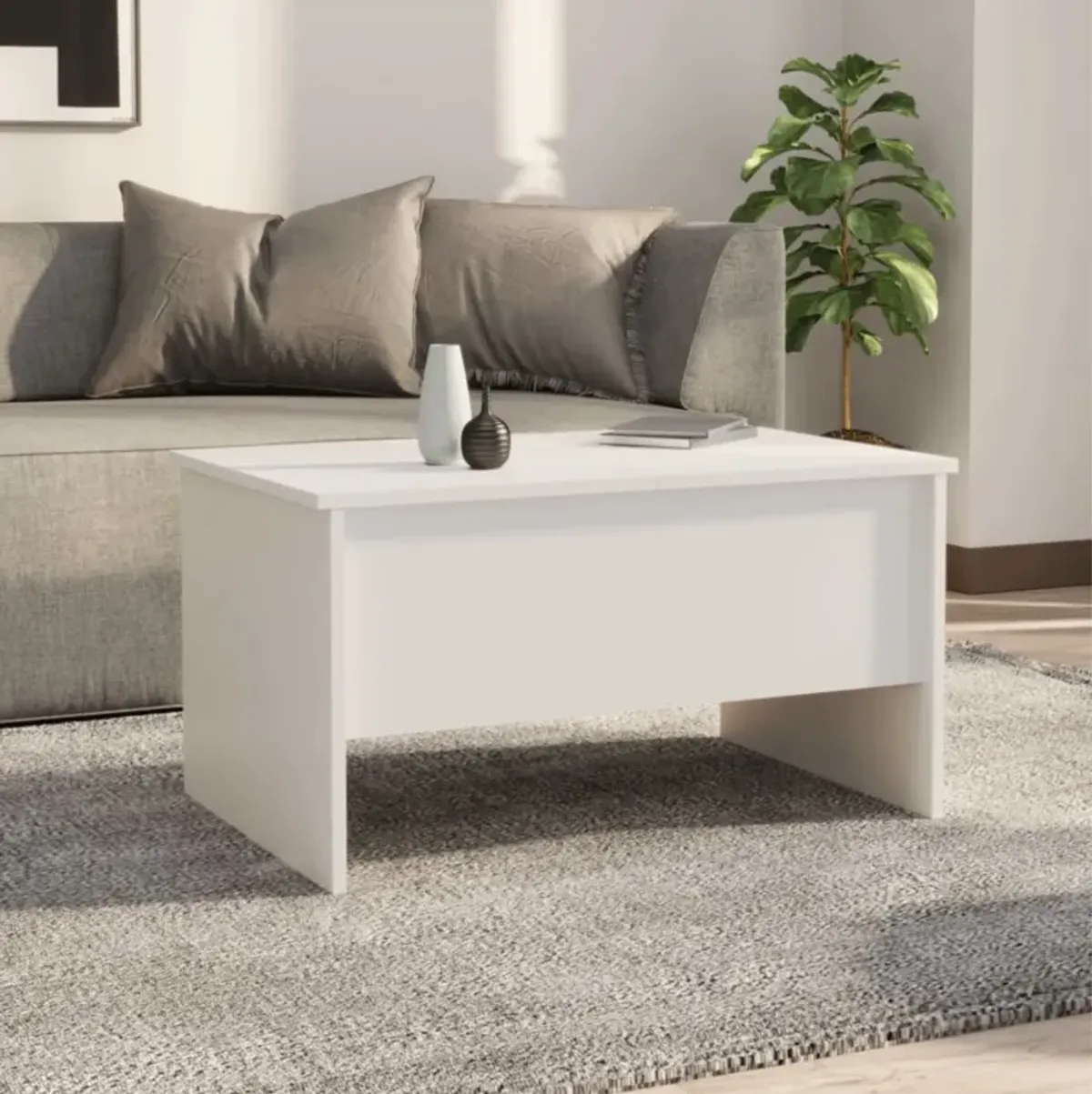 vidaXL Coffee Table White 31.5"x19.7"x16.7" Engineered Wood