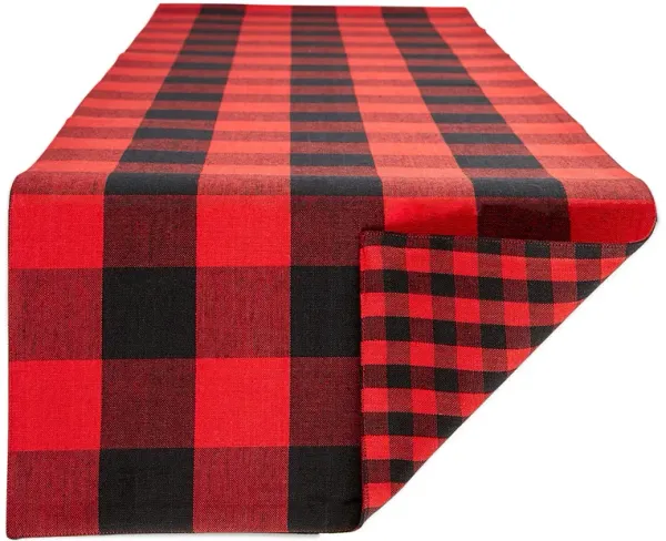 14" x 108" Red and Black Checkered Reversible Rectangular Table Runner