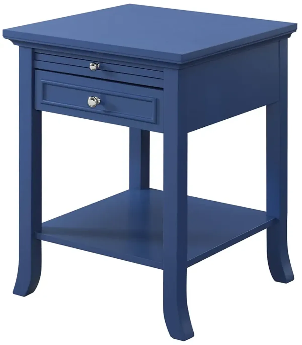 Convenience Concepts American Heritage Logan 1 Drawer End Table with Pull-Out Shelf, Cobalt Blue