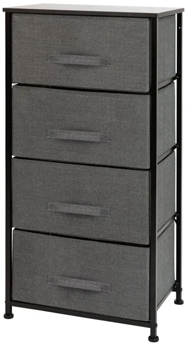 Flash Furniture Harris 4 Drawer Storage Dresser - Black Cast Iron Frame and Wood Top - 4 Easy Pull Dark Gray Fabric Drawers