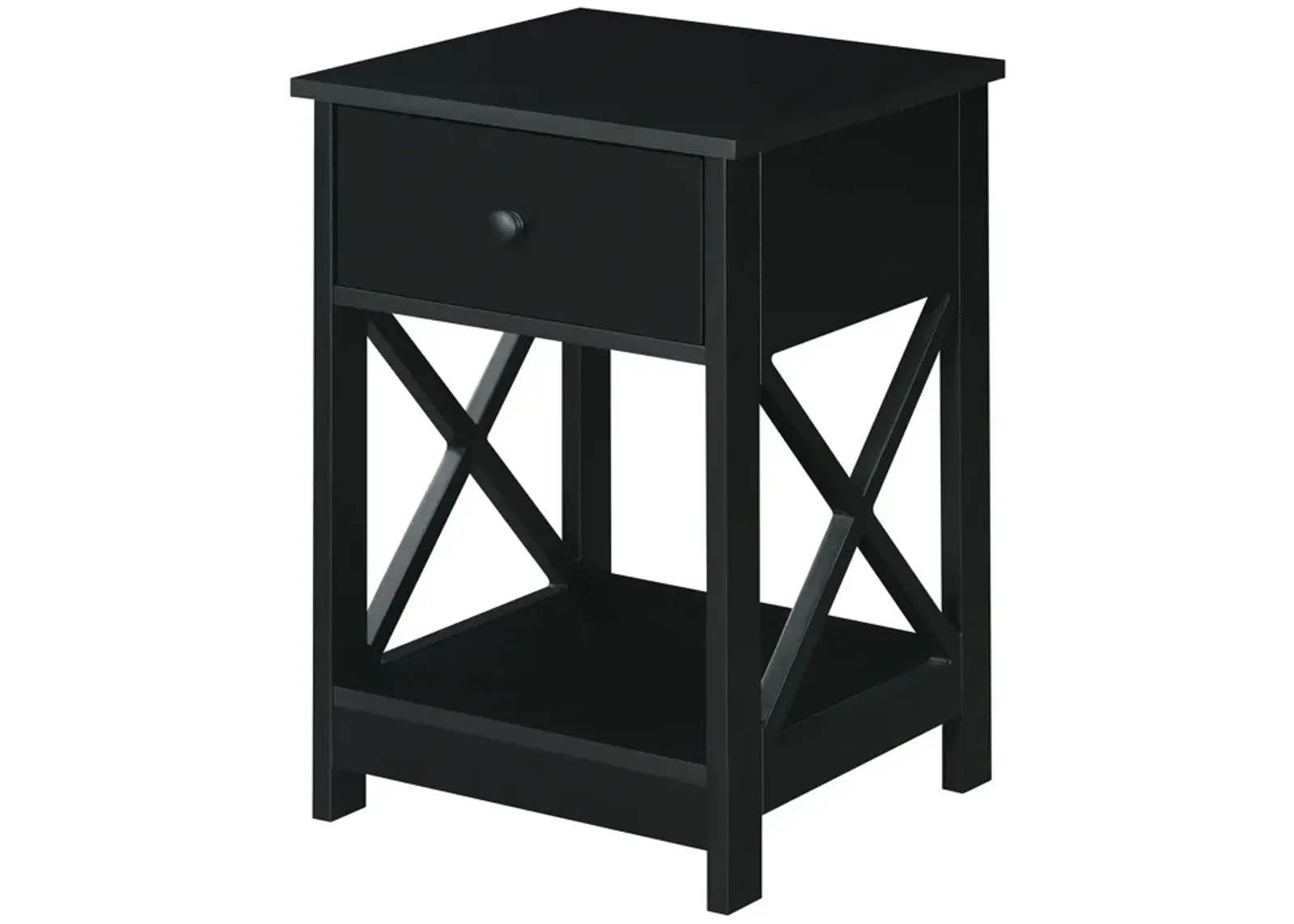 Convenience Concepts Oxford 1-Drawer End Table with Shelf, 15.75 in x 15.75 in x 24 in, Black