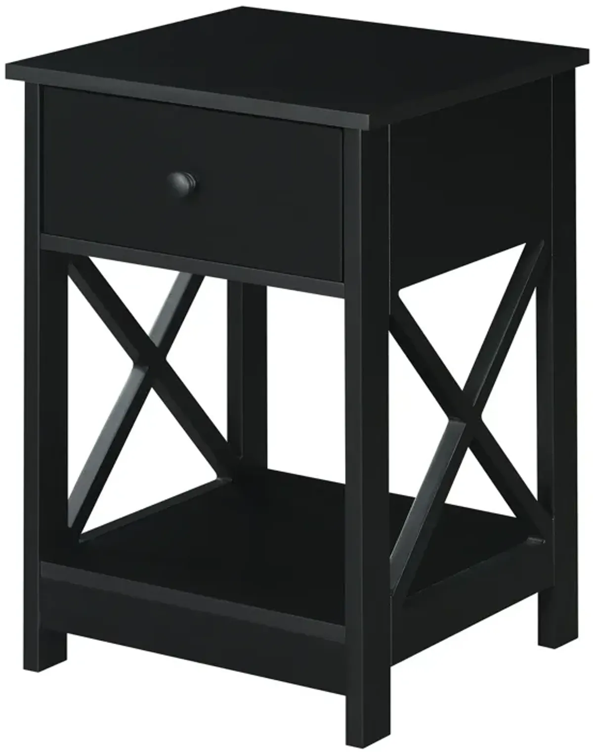 Convenience Concepts Oxford 1-Drawer End Table with Shelf, 15.75 in x 15.75 in x 24 in, Black