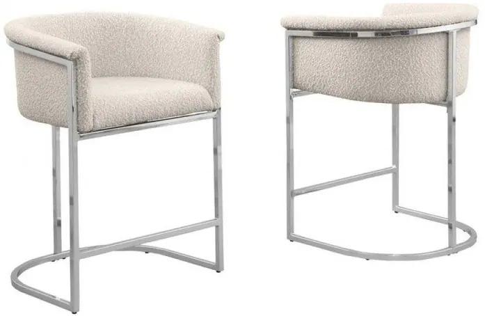 Best Quality teddy Boucle in cream counter height chair - Set of 2