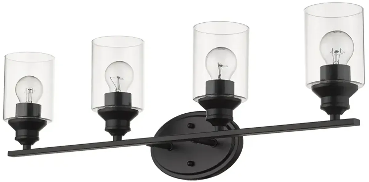 Hivvago Four Light Matte Black Wall Light with Clear Glass Shade