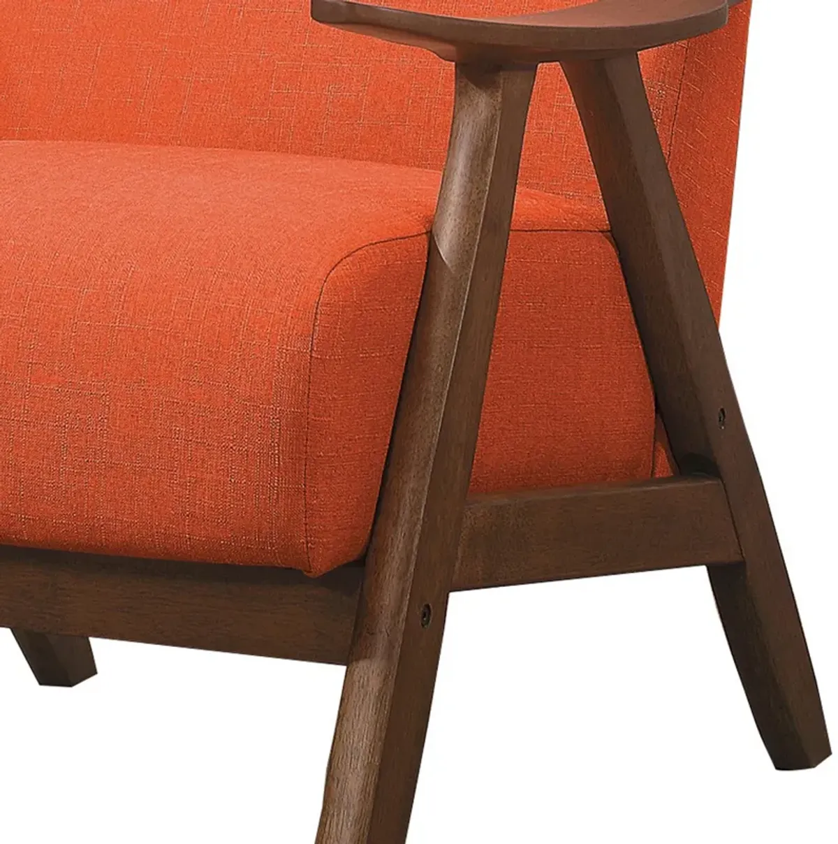 Fabric Upholstered Accent Chair with Curved Armrests, Orange-Benzara