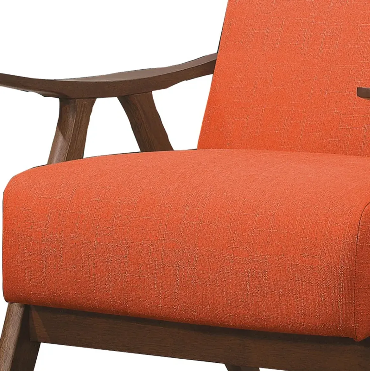 Fabric Upholstered Accent Chair with Curved Armrests, Orange-Benzara