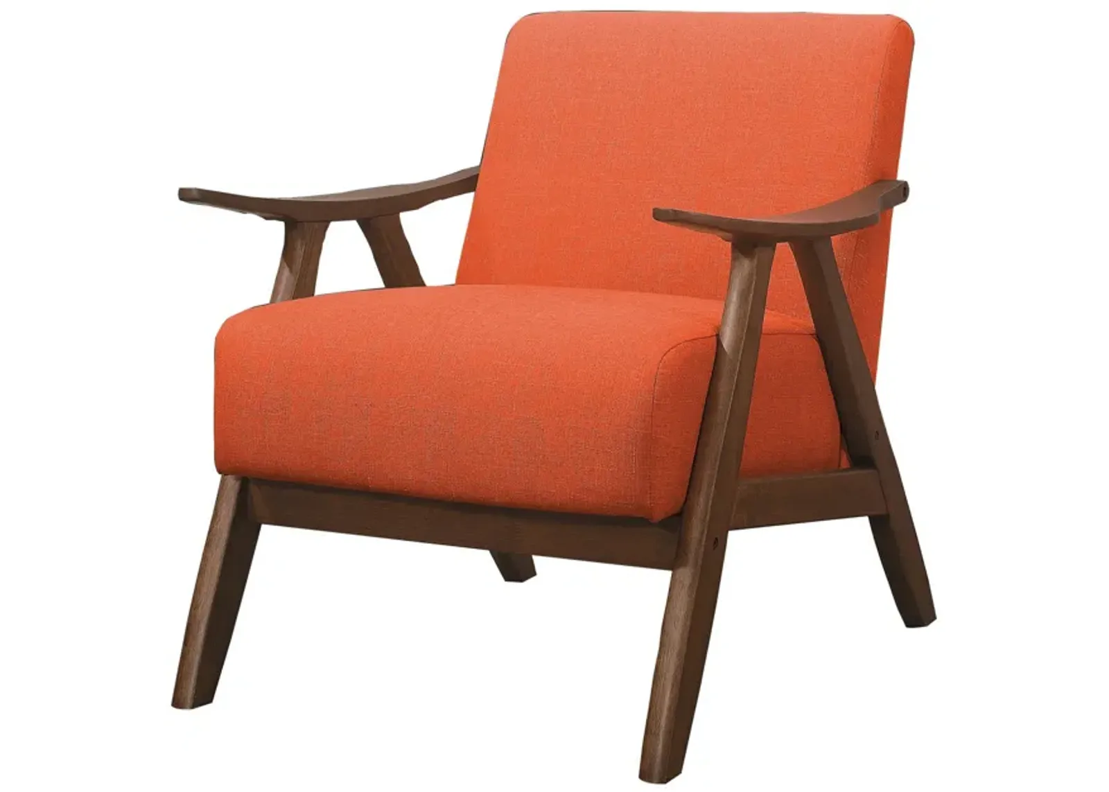 Fabric Upholstered Accent Chair with Curved Armrests, Orange-Benzara