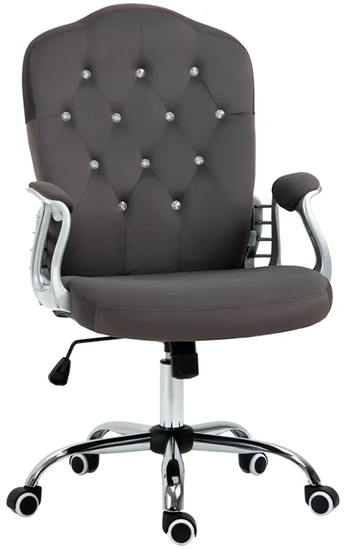 Vinsetto Home Office Chair, Velvet Computer Chair, Button Tufted Desk Chair with Swivel Wheels, Adjustable Height, and Tilt Function, Dark Gray