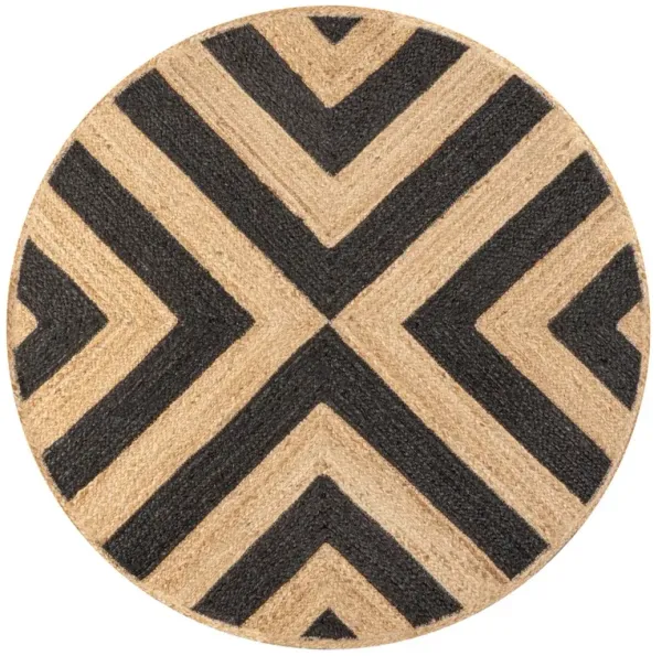 Piper Two Tone Chevron Round Jute Round Area Rug