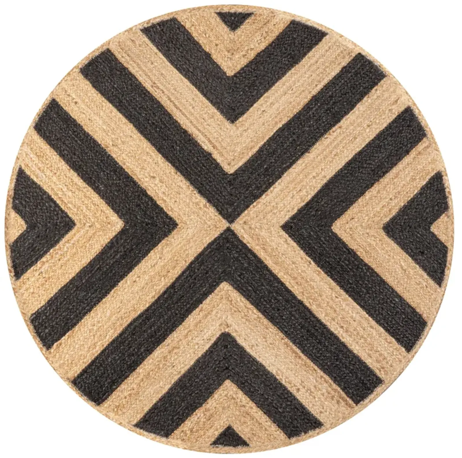 Piper Two Tone Chevron Round Jute Area Rug