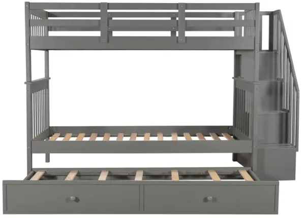 Merax Stairway Twin-Over-Twin Bunk Bed with Twin size Trundle