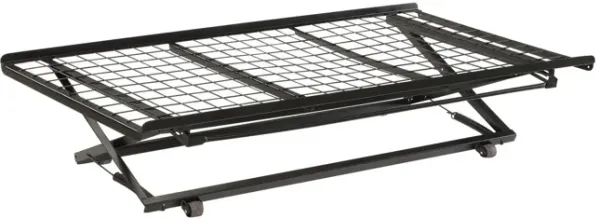 Pop Up Trundle Bed, Rolling Wheels, Easily Adjustable Height, Black Finish - Benzara