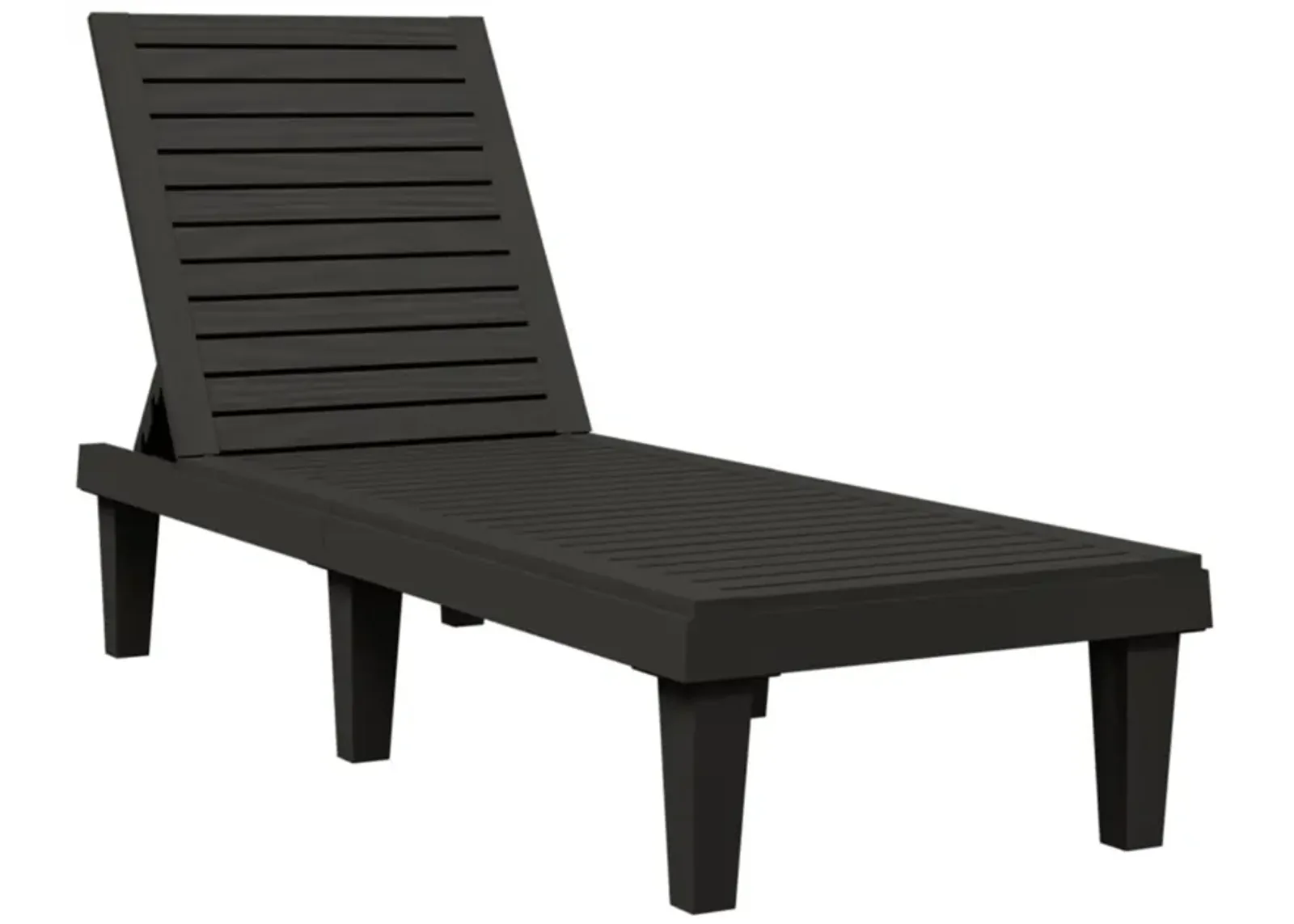 vidaXL Adjustable Backrest Sun Lounger-Black- Polypropylene Material, Lightweight, UV & Weather Resistant, Imitation Wood Texture Design, Easy to Move, Ideal for Outdoor Living Space.