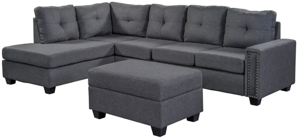 Streamdale L-Shaped Reversible Sectional Sofa with Storage Ottoman