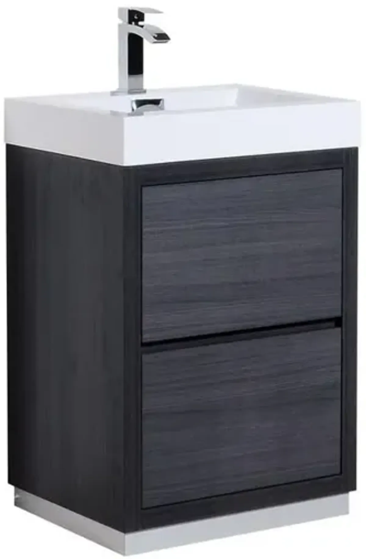 Kubebath Bliss 24 Gray Oak Free Standing Modern Bathroom Vanity
