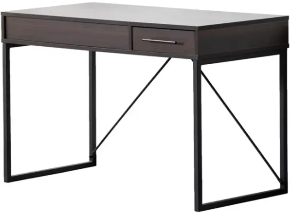 Dark Brown Wood Lift Top Desk with Hidden Storage and Drawer