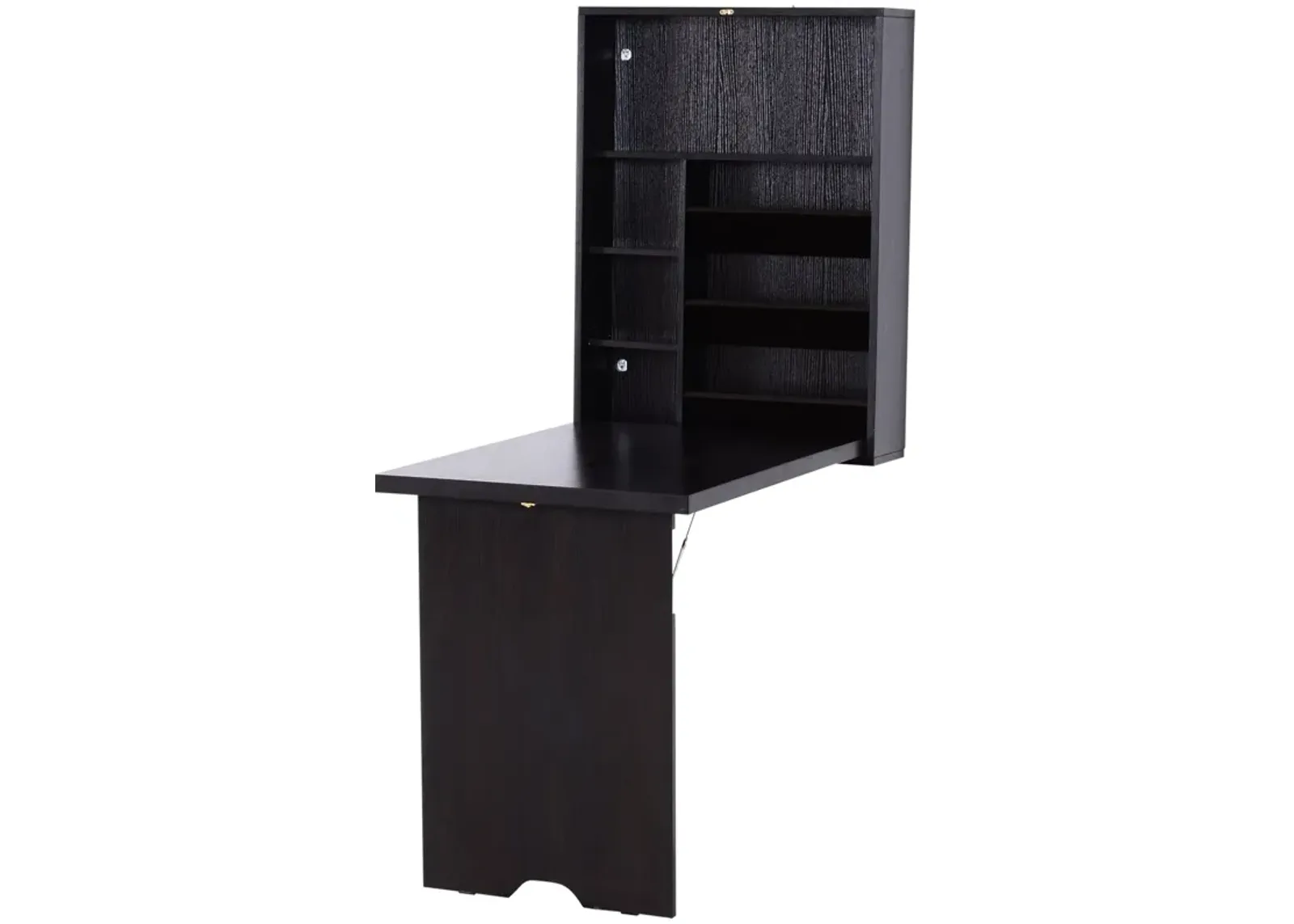 Multifunctional Wall Desk: Espresso Brown Convertible with Storage Shelf