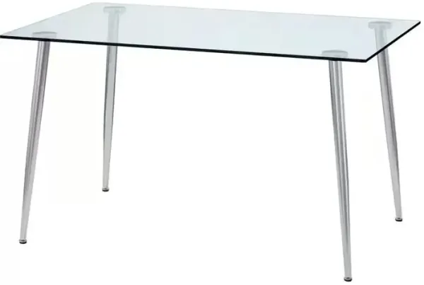 Clear Glass Dining Table with Durable Metal Legs for Kitchen or Dining Room