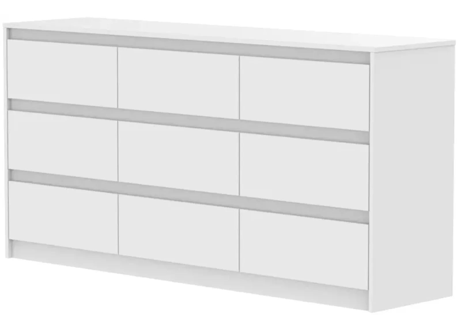 9-Drawer White Paint Finish Dresser Chest of Drawers 31.5 in. H x 63 in. W x 15.7 in. D