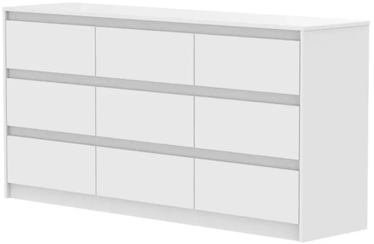 9-Drawer White Paint Finish Dresser Chest of Drawers 31.5 in. H x 63 in. W x 15.7 in. D