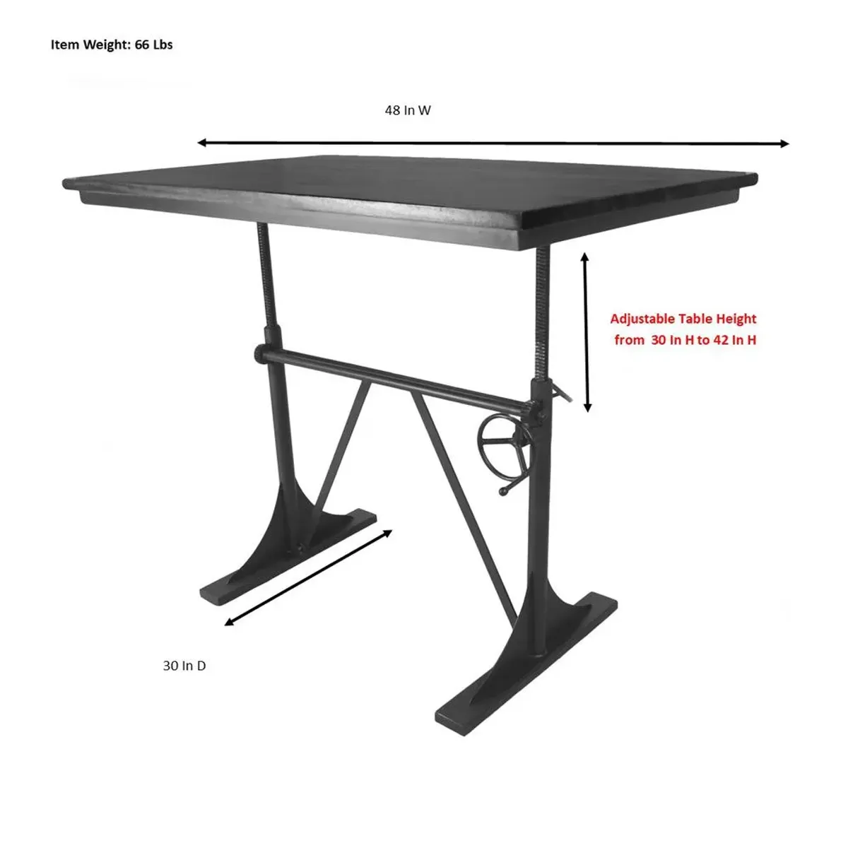 Carolina Cottage  Brio Sit or Sd Adjustable Desk, Elm & Black  48 x 30 x 30 in.