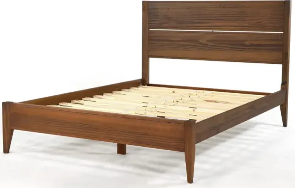 Mid-Century Modern Rustic Slatted Platform Bed – Sleek, Strong Construction