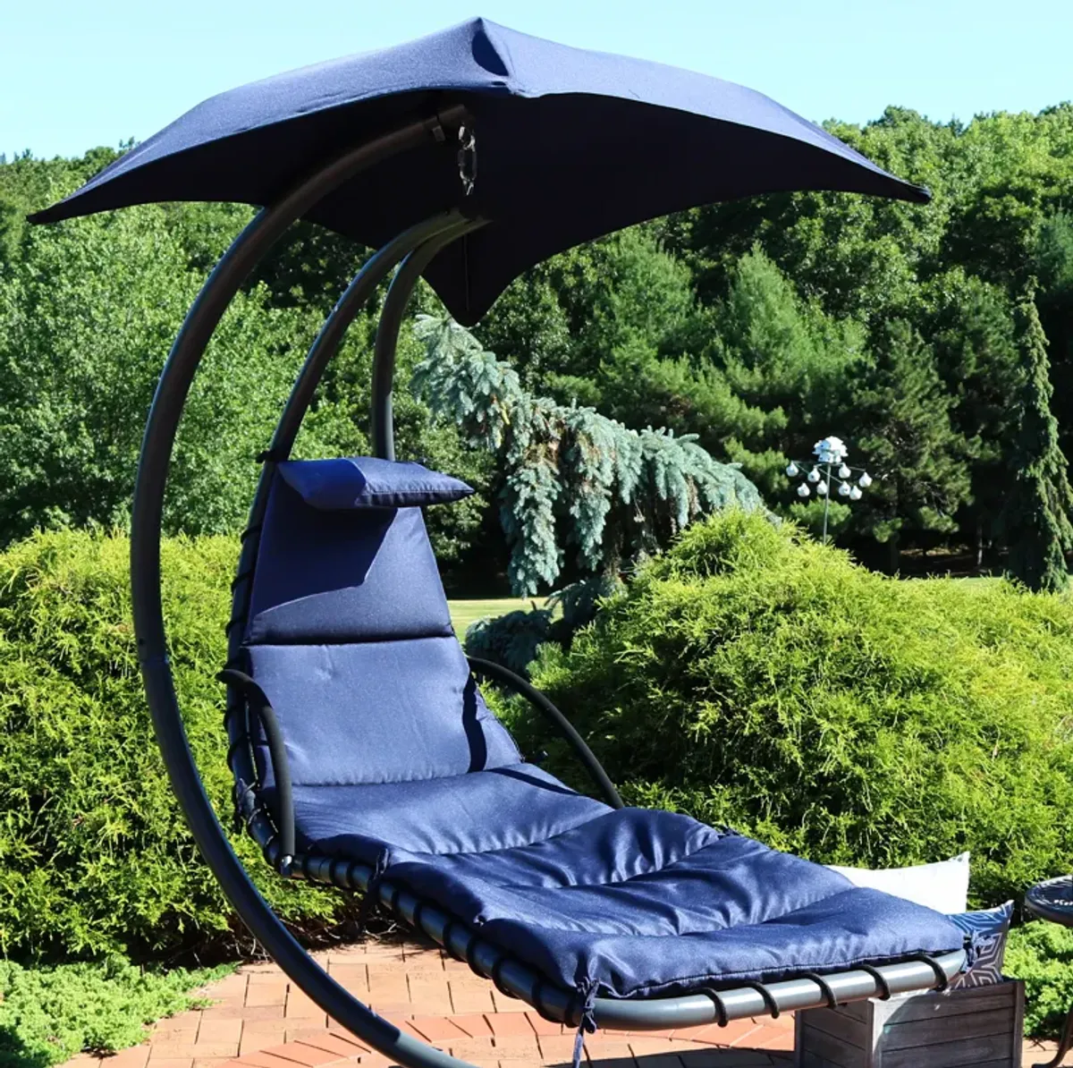 Sunnydaze Outdoor Hanging Lounger Replacement Cushion and Umbrella