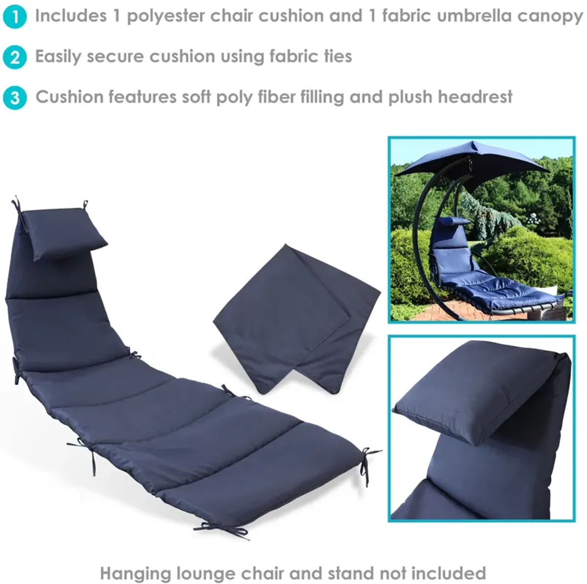 Sunnydaze Outdoor Hanging Lounger Replacement Cushion and Umbrella