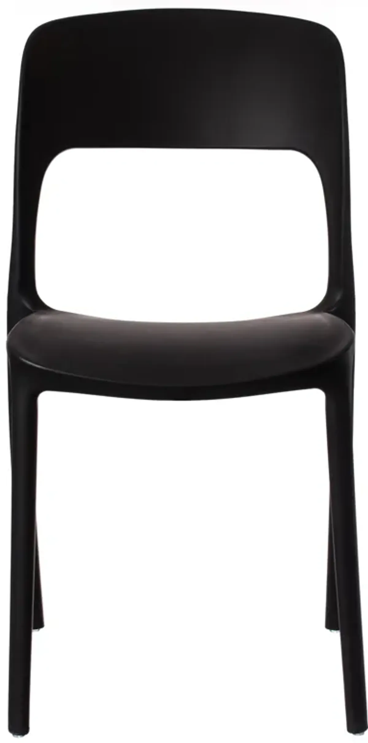 Modern Plastic Outdoor Dining Chair with Open Curved Back, Red