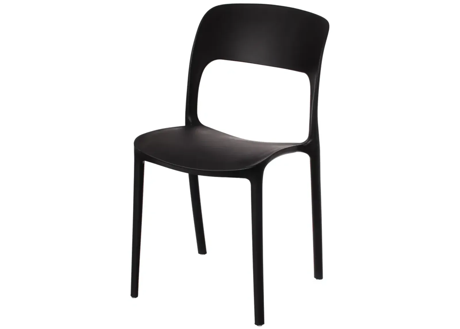 Modern Plastic Outdoor Dining Chair with Open Curved Back, Red