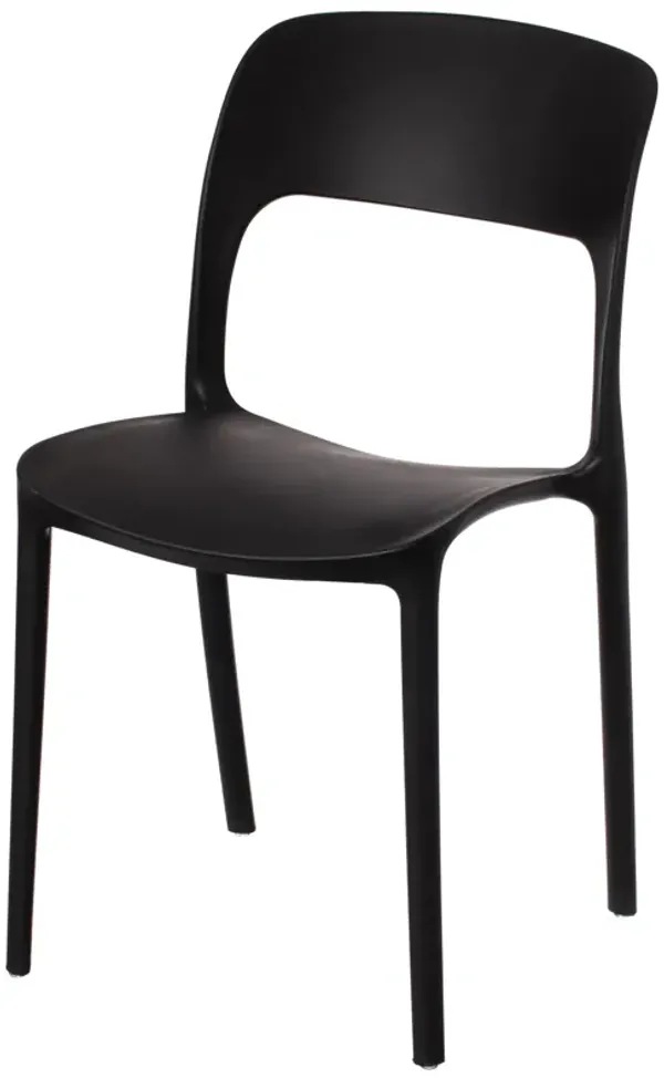 Modern Plastic Outdoor Dining Chair with Open Curved Back, Yellow
