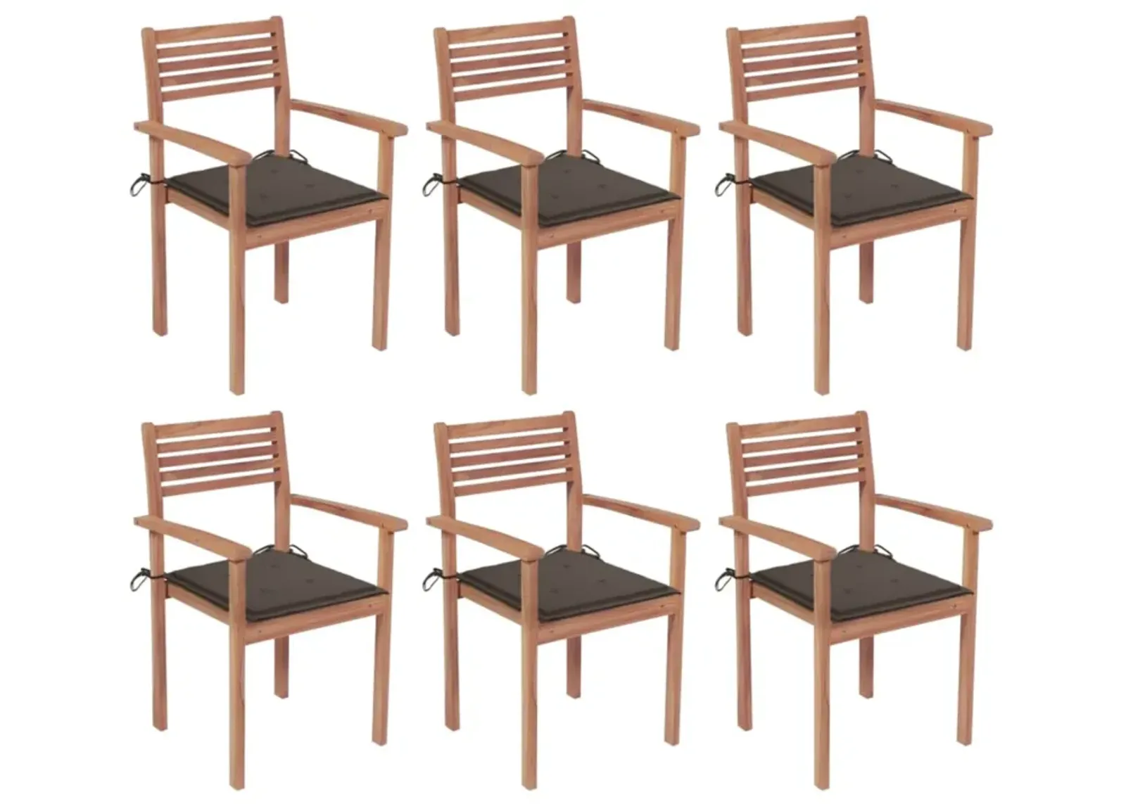 vidaXL Stackable Garden Chairs with Cushions 6 pcs Solid Teak Wood