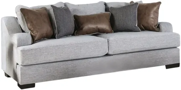 Yeni Sofa, 4 Accent Pillows and 1 Lumbar, 96 Inch Gray, Brown - Benzara