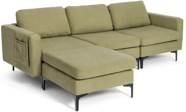 Modular L-Shaped Sectional Sofa with Reversible Chaise and 2 USB Ports for Living Room Comfort