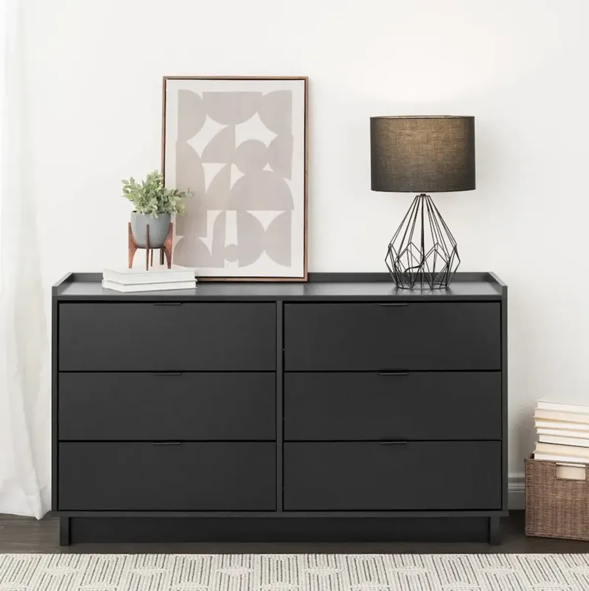 Prepac Simply Modern Black 6 Drawer 52.5 W Dresser