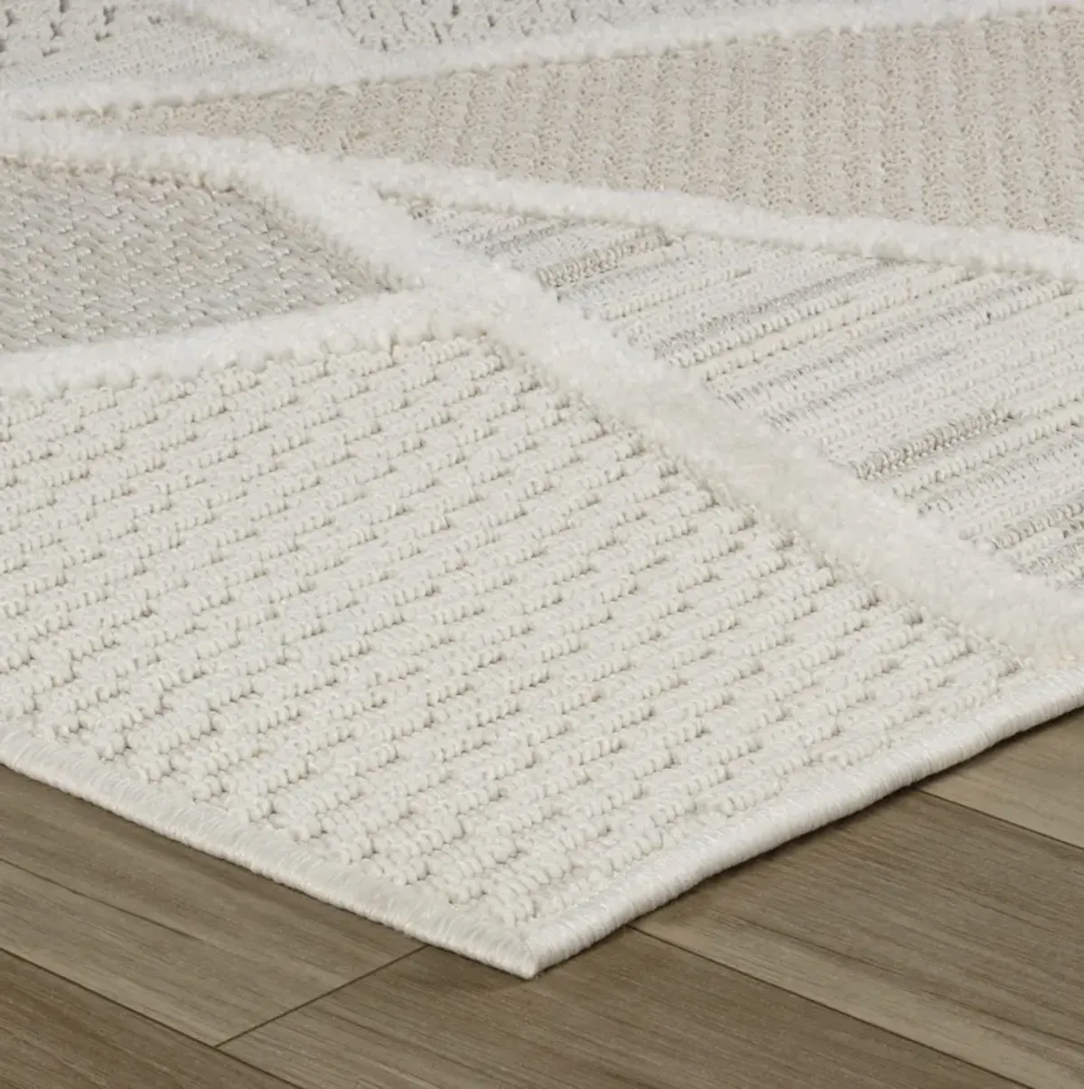 Geometric Modern Abstract Cream Beige Indoor Area Rug