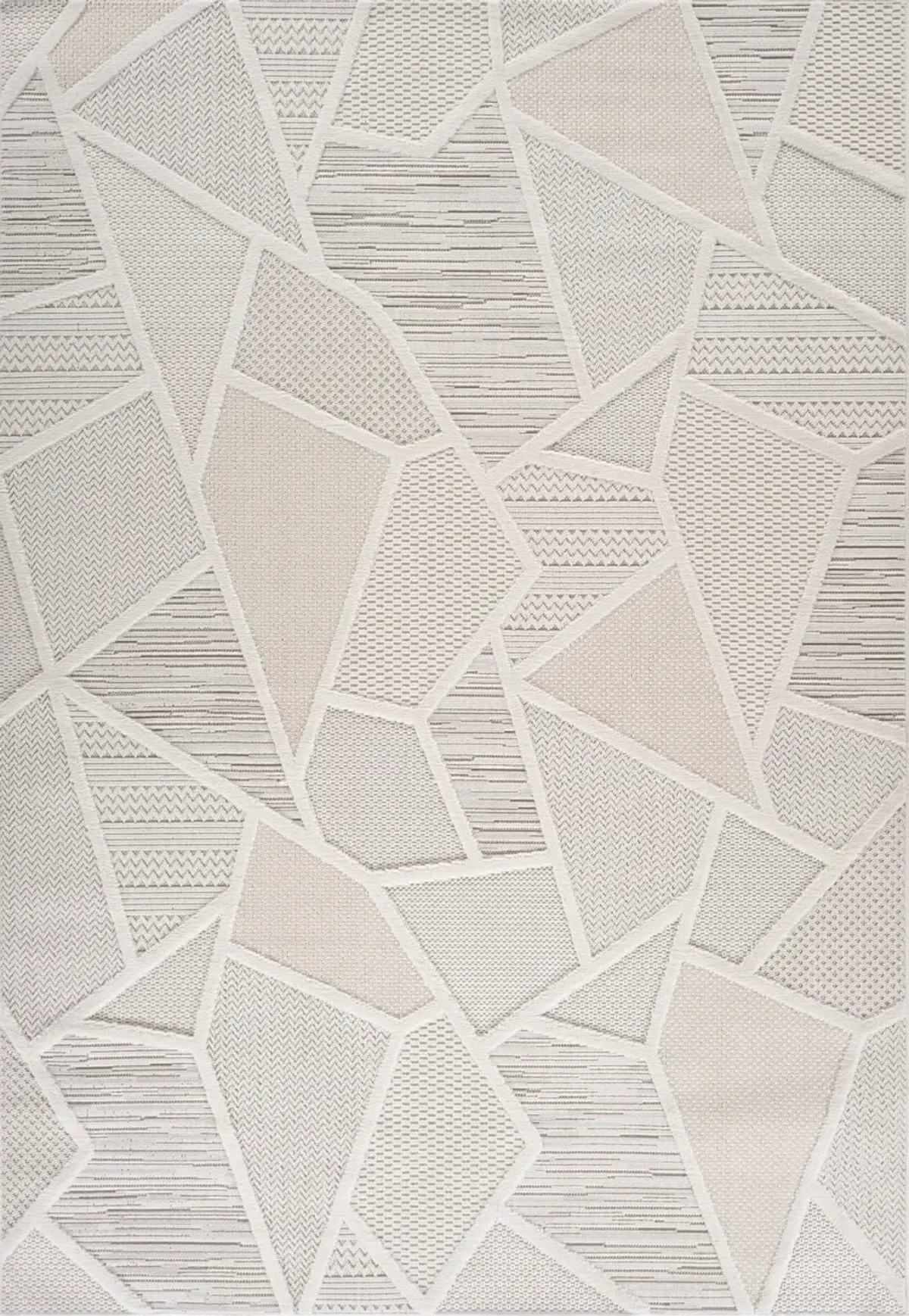 Geometric Modern Abstract Cream Beige Indoor Area Rug