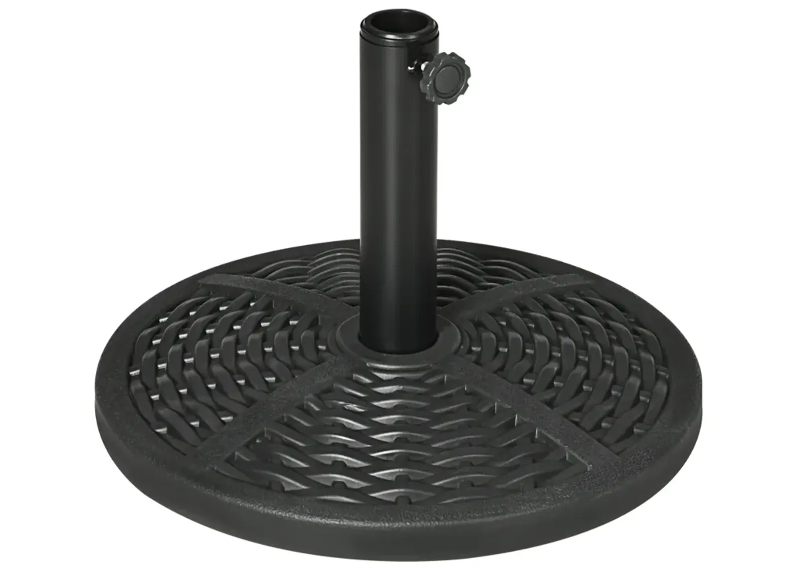 Black Outdoor Accessory: 18" Heavy Duty Round Rattan Umbrella Base