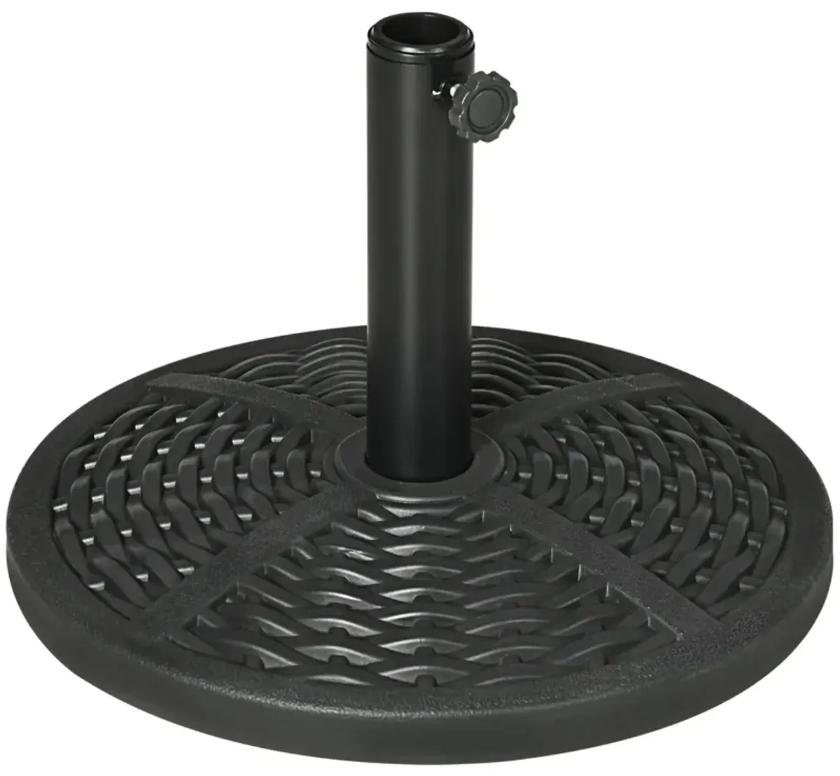 Black Outdoor Accessory: 18" Heavy Duty Round Rattan Umbrella Base