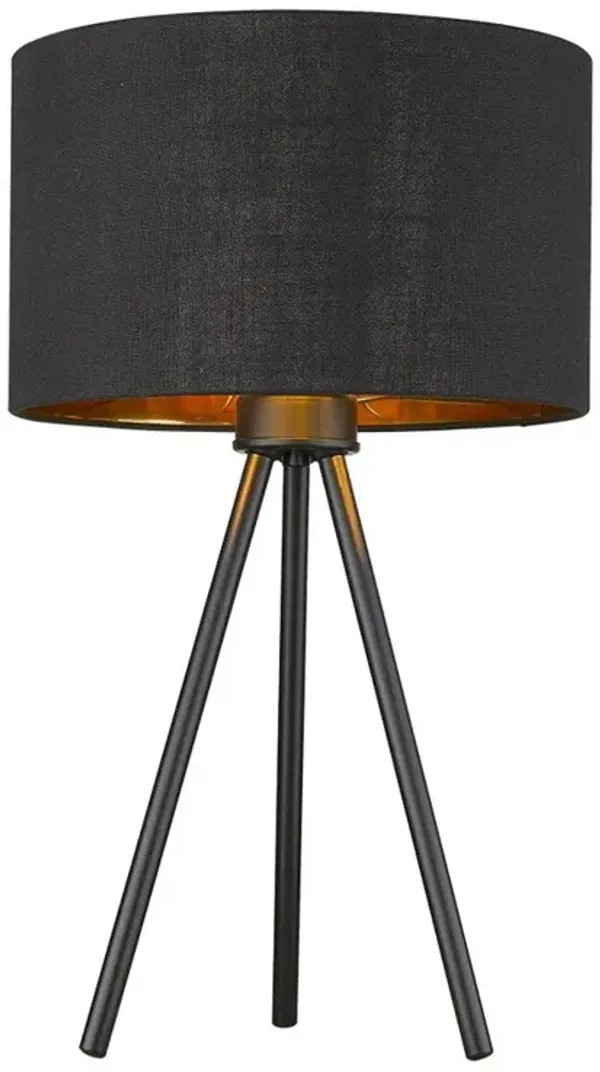 Hivvago 22" Black Metal Tripod Table Lamp With Black Drum Shade