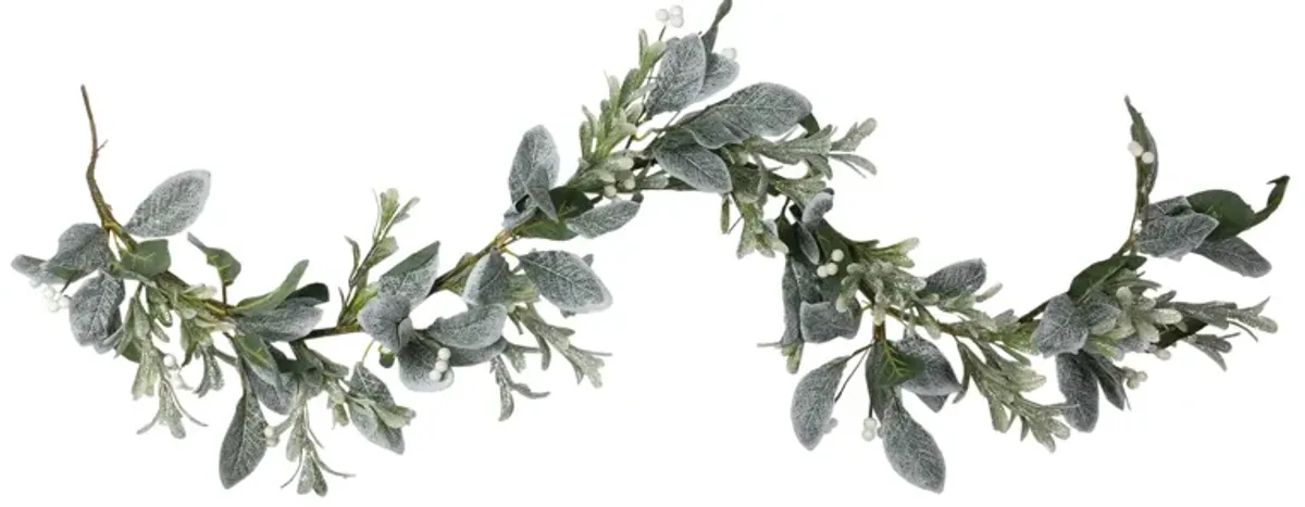 5' Iced Leaves and Winter Berries Artificial Christmas Garland - Unlit
