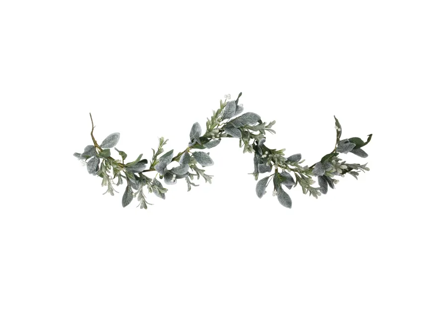 5' Iced Leaves and Winter Berries Artificial Christmas Garland - Unlit