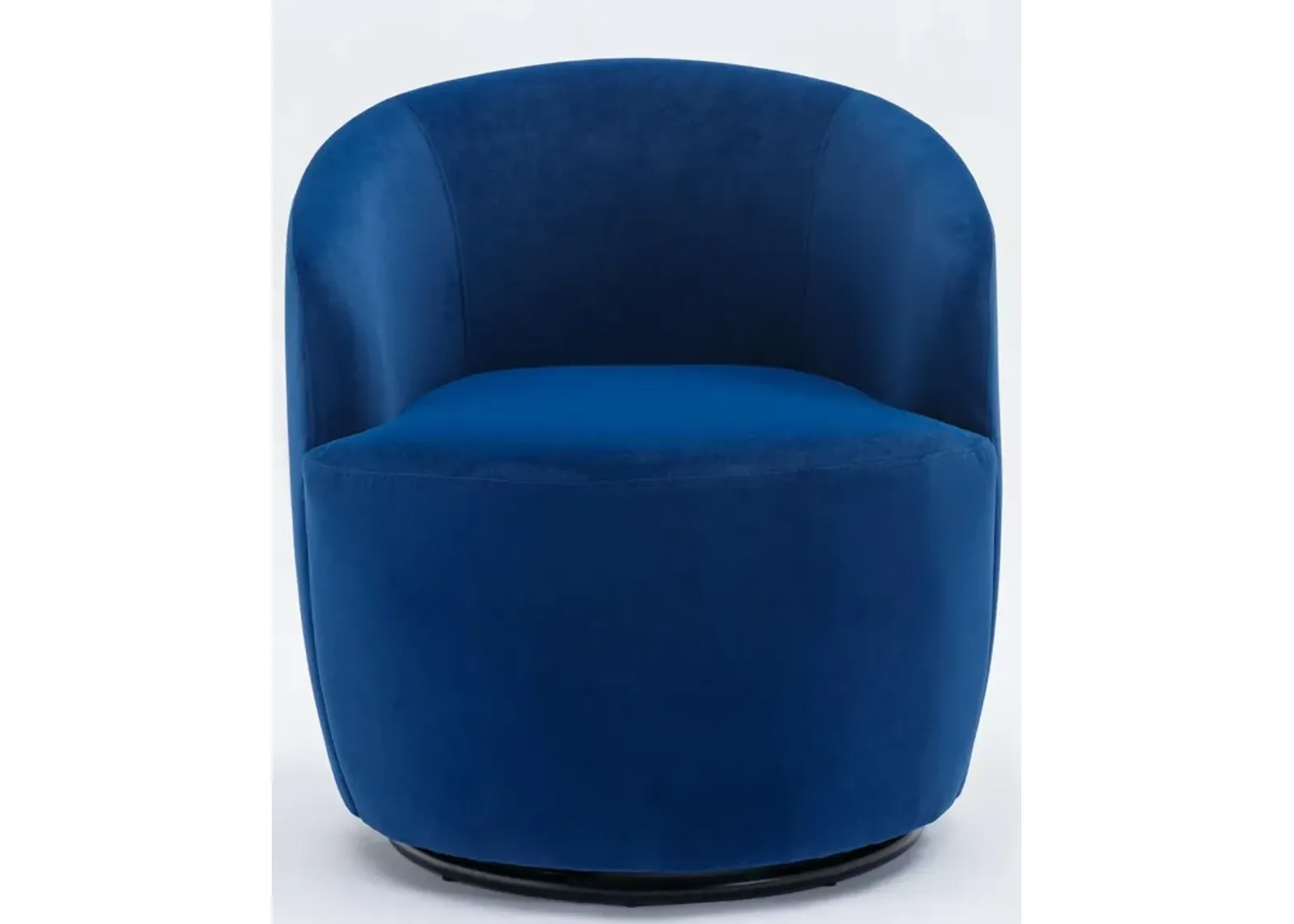 Hivvago Velvet Fabric Swivel Accent Armchair Plain Barrel Chair With Metal Ring