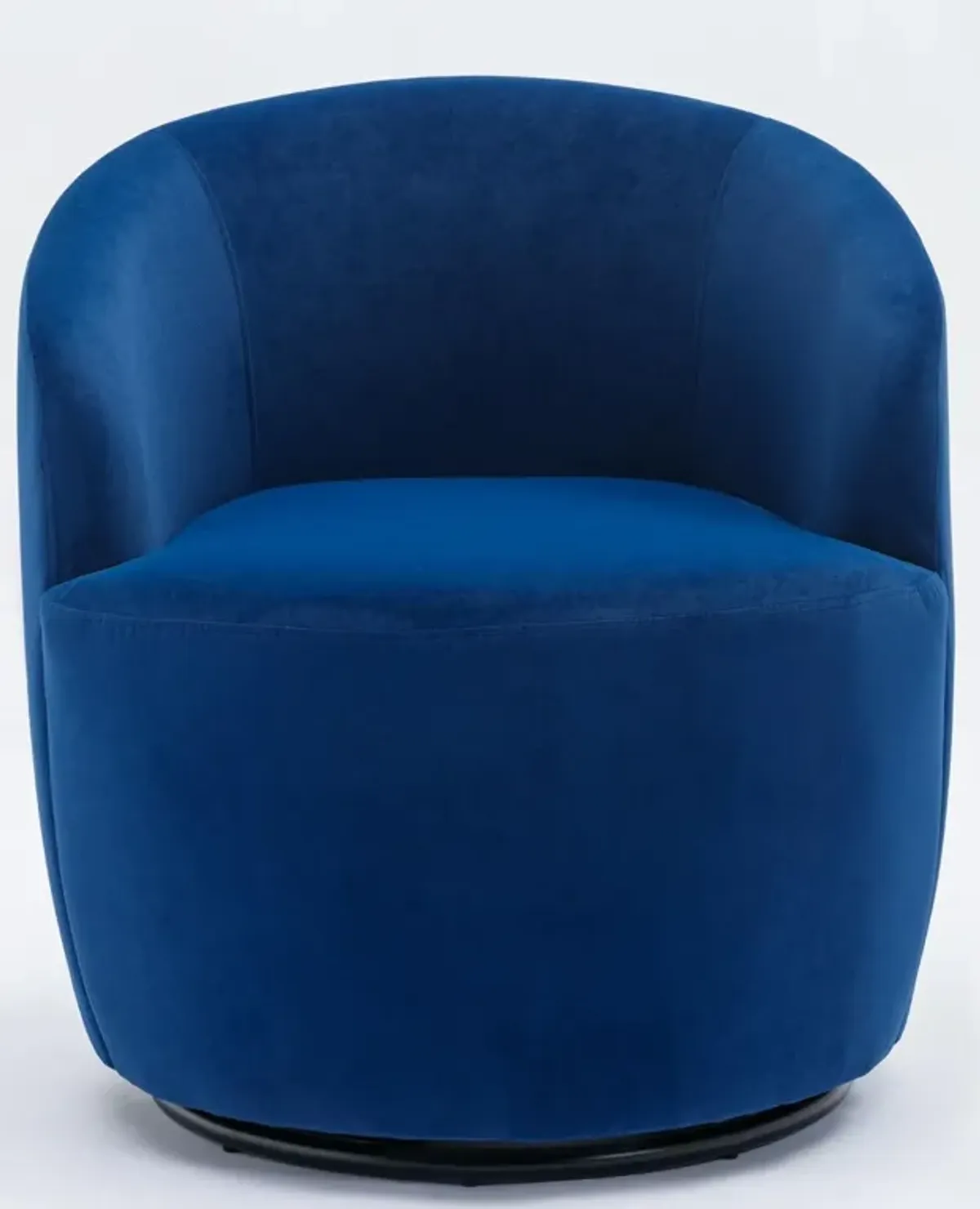 Hivvago Velvet Fabric Swivel Accent Armchair Plain Barrel Chair With Metal Ring