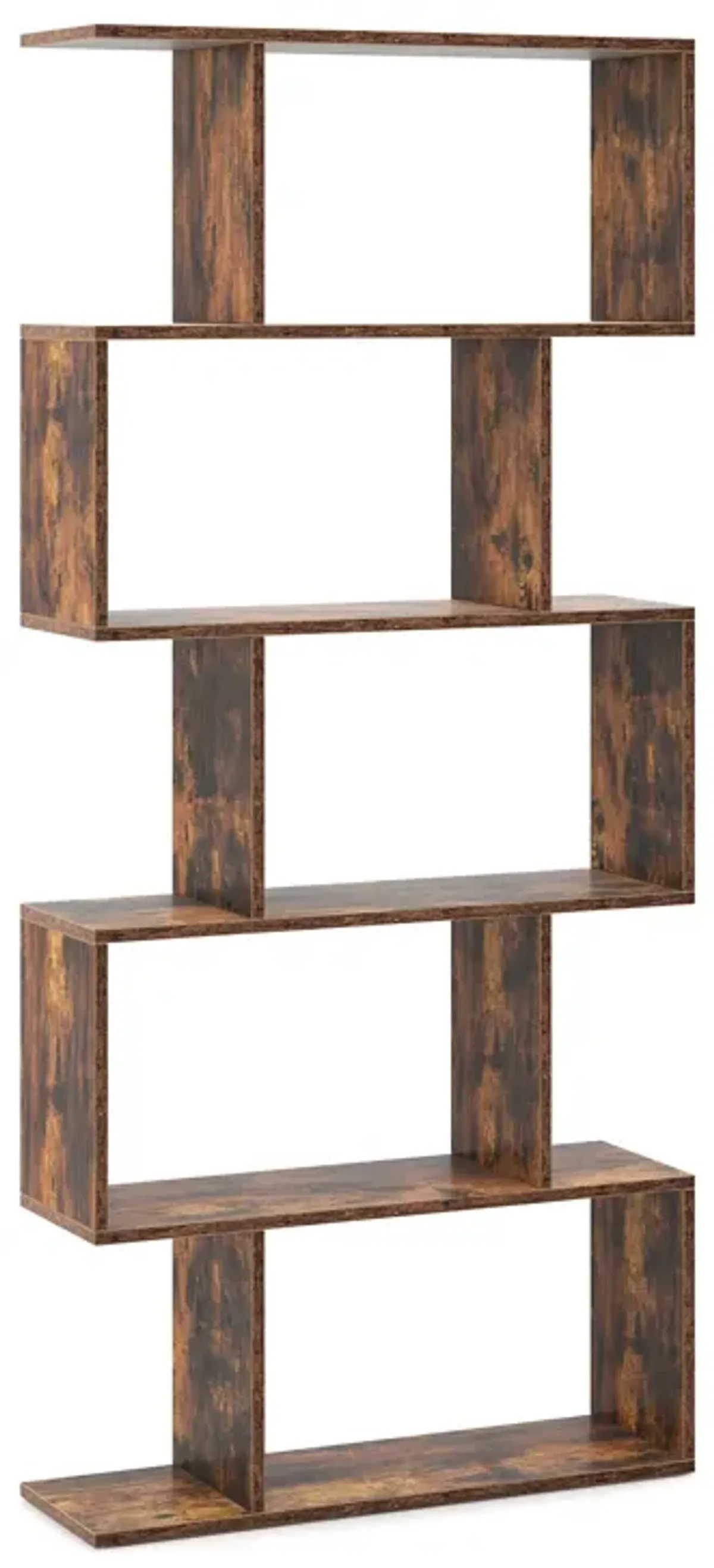 5-Tier Bookshelf with Anti-Toppling Device for Living Room Home Office