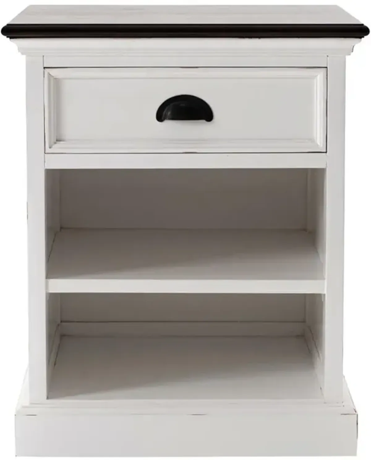 Belen Kox Distressed White and Deep Brown Bedside Storage Table, Belen Kox