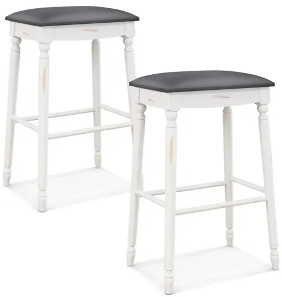 Bar Stool Set of 2 with Padded Seat Cushions and Wood Legs