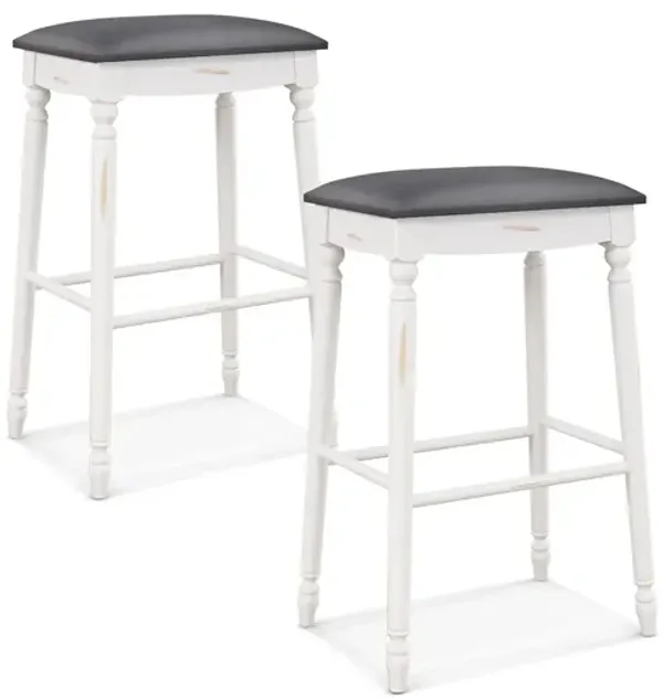 Bar Stool Set of 2 with Padded Seat Cushions and Wood Legs