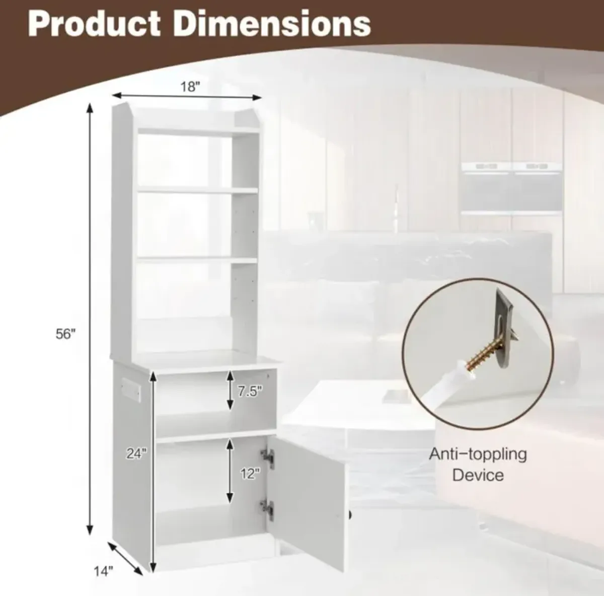 Hivvago 6-Tier Industrial Tall Bookshelf with Charging Station and Cabinet