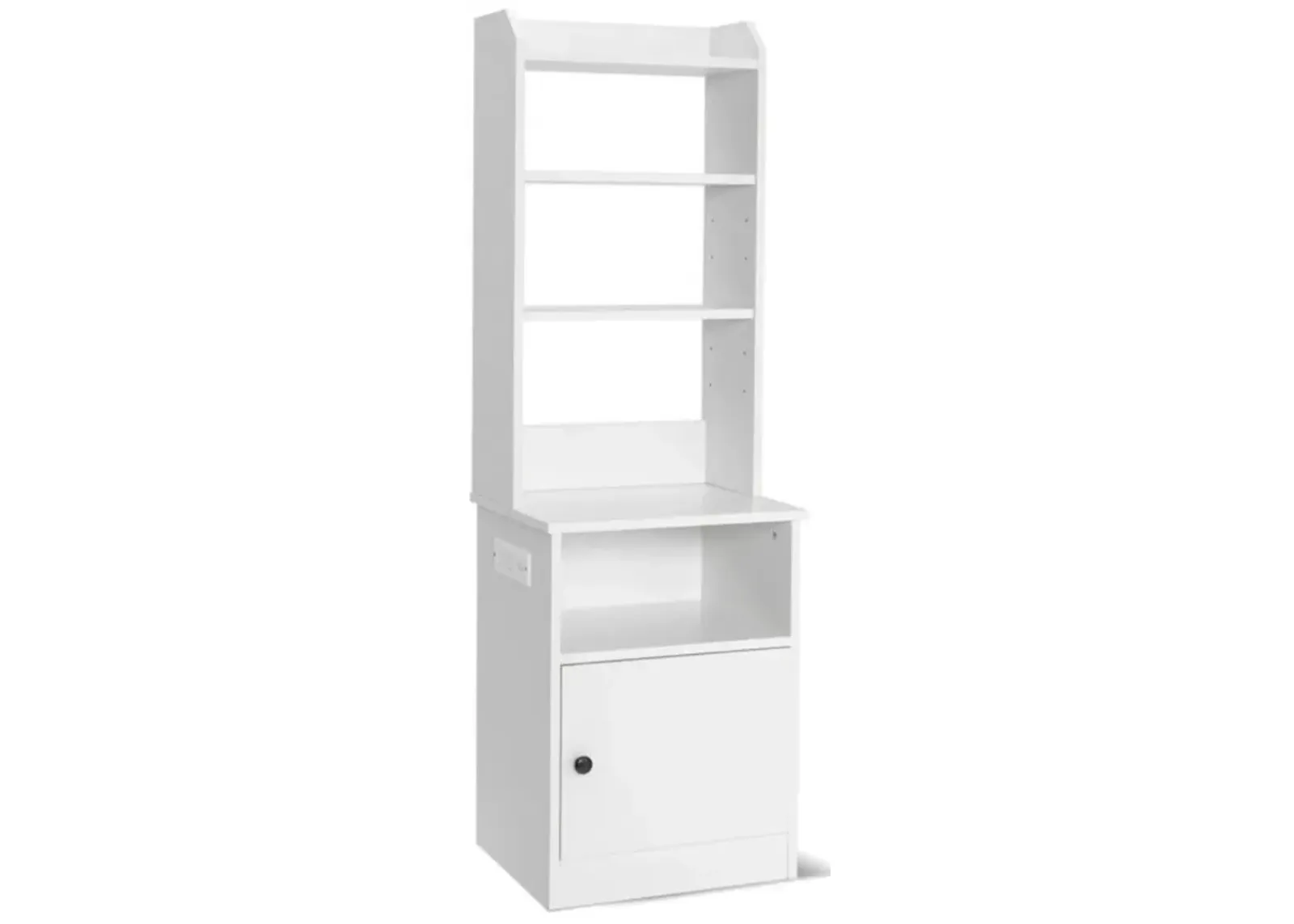 Hivvago 6-Tier Industrial Tall Bookshelf with Charging Station and Cabinet